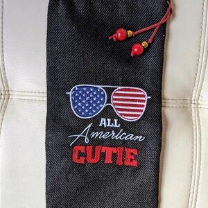 Sunglasses Pouch with American Flag All American Cutie Bottle Holder